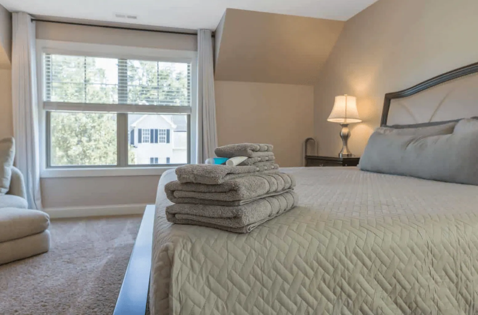 Quiet furnished bedroom prepared for a medical professional