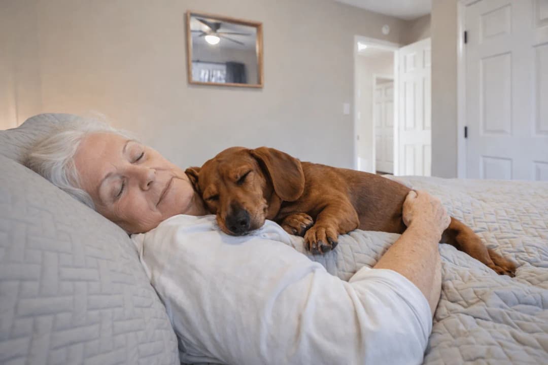 Guest with her service dog inside a CFR furnished rental home