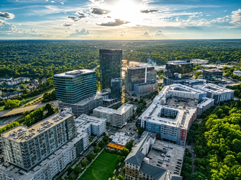 Aerial view of North Hills in Raleigh, North Carolina